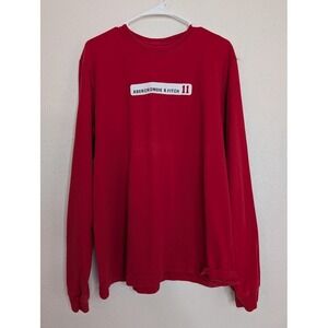 Abercrombie & Fitch Mens Shirt Size XL Red White Long Sleeve‎ Cotton Y2K Sports